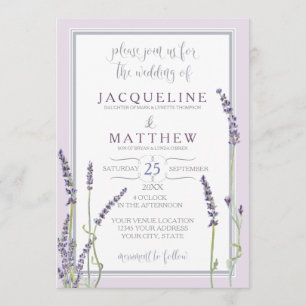 Franse lavender Floral Waterverf Leaf Typografie Kaart
