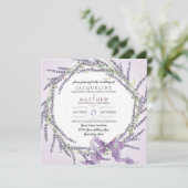 Franse lavender Flower WreatWaterverf in script Kaart (Staand voorkant)