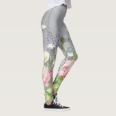 Franse lavender Painted Floral Pink Peony Flowers Leggings (Rechts)
