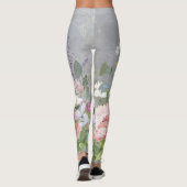Franse lavender Painted Floral Pink Peony Flowers Leggings (Achterkant)