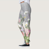 Franse lavender Painted Floral Pink Peony Flowers Leggings (Links)