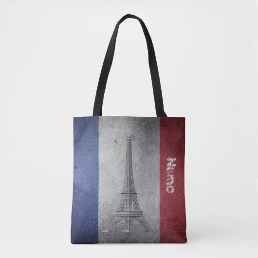 Franse leraar Gift Retro Flag gepersonaliseerd Tote Bag (Voorkant)
