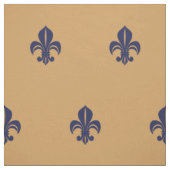 Franse lib, fleur de lis, blauw op tan stof (Swatch)