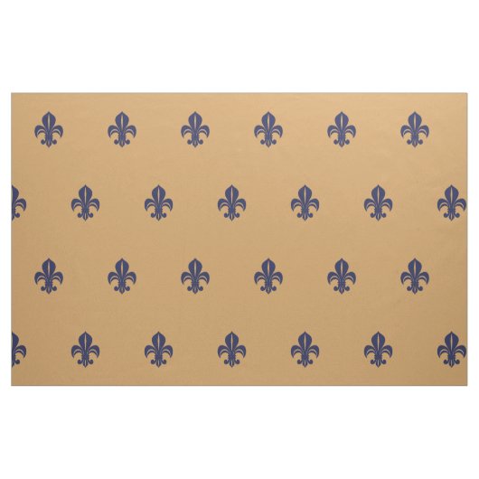 Franse lib, fleur de lis, blauw op tan stof (Fat Quarter)