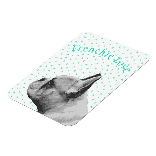 Franse liefde - Franse bulldog & leuk Blauwgroen p Magneet (Linkerzijde)