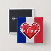 Franse liefde vierkante button 5,1 cm (Voorkant /achterkant)