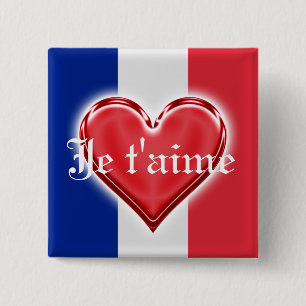 Franse liefde vierkante button 5,1 cm