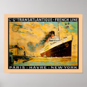 Franse lijn ~ Parijs-Havre-New York Poster (Voorkant)