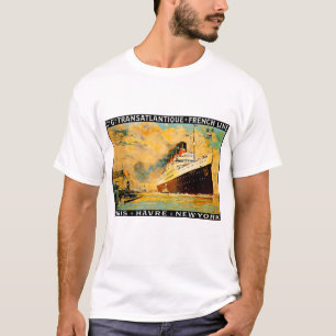 Franse lijn ~ Parijs-Havre-New York T-shirt