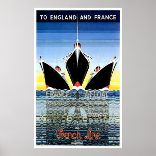 Franse lijn scheepsreclame poster