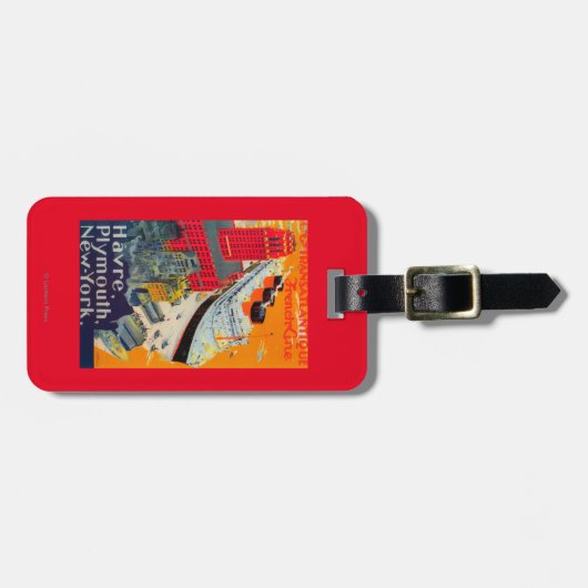 Franse lijnreisposter, Havre-to-Plymouth, NY Bagagelabel (Voorkant horizontaal)