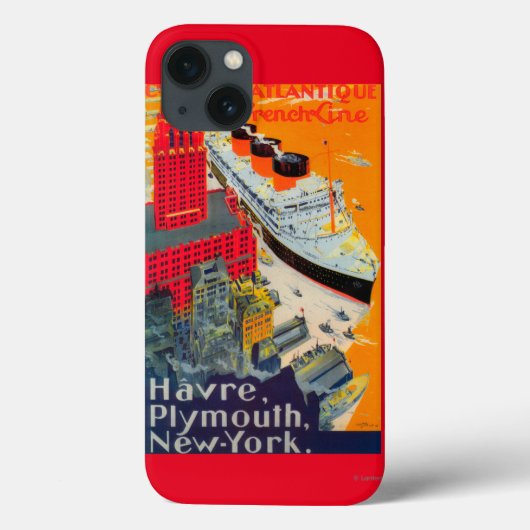 Franse lijnreisposter, Havre-to-Plymouth, NY Case-Mate iPhone Case (Achterkant)