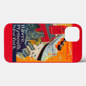 Franse lijnreisposter, Havre-to-Plymouth, NY Case-Mate iPhone Case (Achterkant (horizontaal))