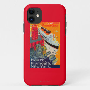 Franse lijnreisposter, Havre-to-Plymouth, NY Case-Mate iPhone Case