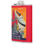 Franse lijnreisposter, Havre-to-Plymouth, NY Heupfles (Links)