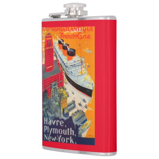 Franse lijnreisposter, Havre-to-Plymouth, NY Heupfles (Links)