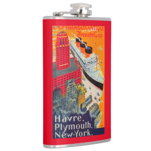 Franse lijnreisposter, Havre-to-Plymouth, NY Heupfles (Rechts)