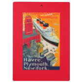 Franse lijnreisposter, Havre-to-Plymouth, NY Klembord (Achterkant)