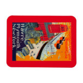 Franse lijnreisposter, Havre-to-Plymouth, NY Magneet (Horizontaal)