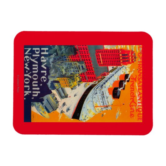 Franse lijnreisposter, Havre-to-Plymouth, NY Magneet (Horizontaal)