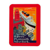 Franse lijnreisposter, Havre-to-Plymouth, NY Magneet (Verticaal)