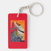 Franse lijnreisposter, Havre-to-Plymouth, NY Sleutelhanger (achterkant)