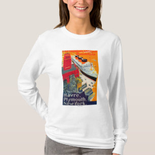 Franse lijnreisposter, Havre-to-Plymouth, NY T-shirt