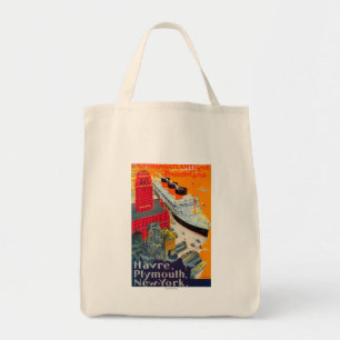 Franse lijnreisposter, Havre-to-Plymouth, NY Tote Bag