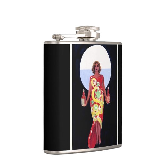  Franse likeurvrouw 1920 Art Deco Poster Heupfles (Rechts)