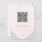 Franse Lila QRCode Wedding Details Enclosure Kaart (Achterkant)