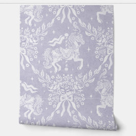 Franse Lila Rococo Draaiorgelpaarden & Bloemen Behang