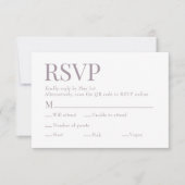 Franse Lila Scan QR Code Maaltijdkeuze Trouwen RSVP Kaartje (Voorkant)