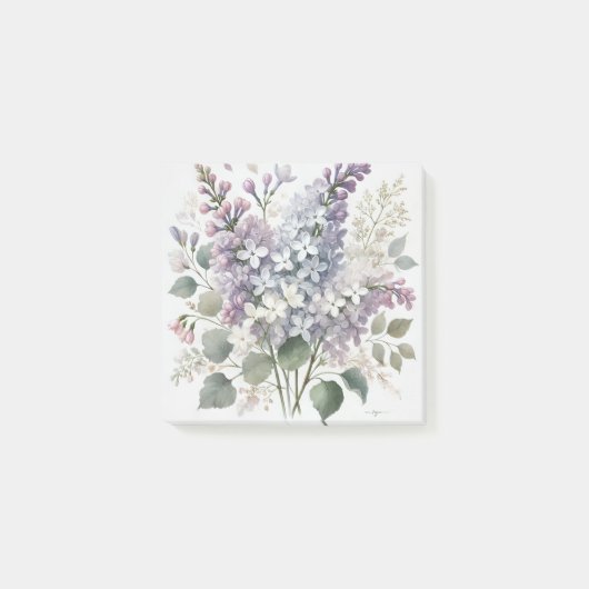 Franse Lila Waterverf Bloemen Lente & Zomer Post-it® Notes (Voorkant)