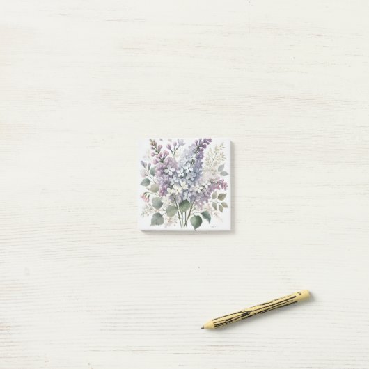 Franse Lila Waterverf Bloemen Lente & Zomer Post-it® Notes (Op bureau)