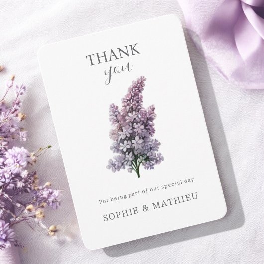 Franse Lila Waterverf Floral Elegant Spring Bedankkaart
