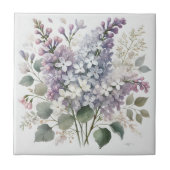 Franse Lila Waterverf Floral Elegant Spring Deco Tegeltje (Voorkant)