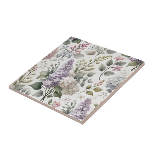 Franse Lila Waterverf Floral Elegant Spring Deco Tegeltje (Zijkant)