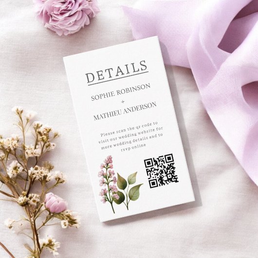 Franse Lila Waterverf Floral Elegant Spring Informatiekaartje