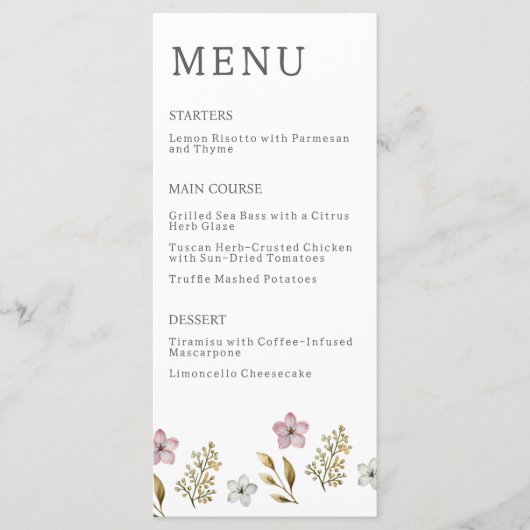 Franse Lila Waterverf Floral Elegant Spring Menu (Voorkant)