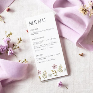 Franse Lila Waterverf Floral Elegant Spring Menu
