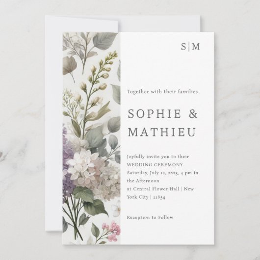 Franse Lila Waterverf Floral Elegant Spring Save The Date (Voorkant)