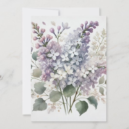 Franse Lila Waterverf Floral Elegant Spring Save The Date (Achterkant)
