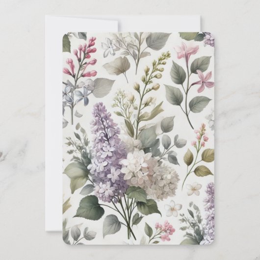 Franse Lila Waterverf Floral Elegant Spring Save The Date (Achterkant)