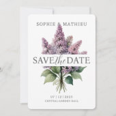 Franse Lila Waterverf Floral Elegant Spring Save The Date (Voorkant)