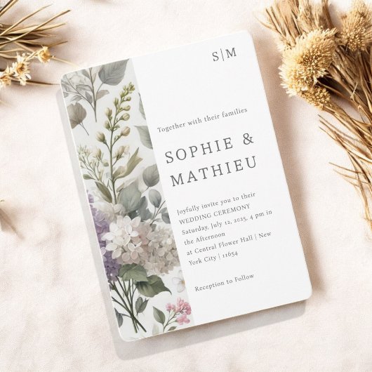 Franse Lila Waterverf Floral Elegant Spring Save The Date