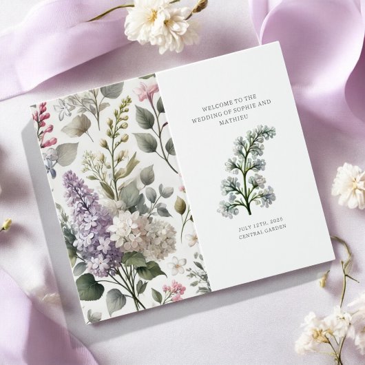 Franse Lila Waterverf Floral Spring Invitation Kaart