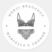 Franse Lingerie Shower Dank je Ronde Sticker (Voorkant)