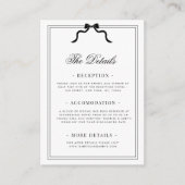 Franse lint boog kam monogram bruiloft details informatiekaartje (Voorkant)