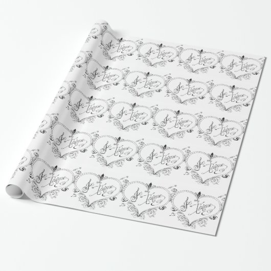 Franse Love Quote Cadeaupapier (Uitgerold)