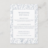 Franse luxe blauwe bloemenbruiloft details kaarten (Voorkant)